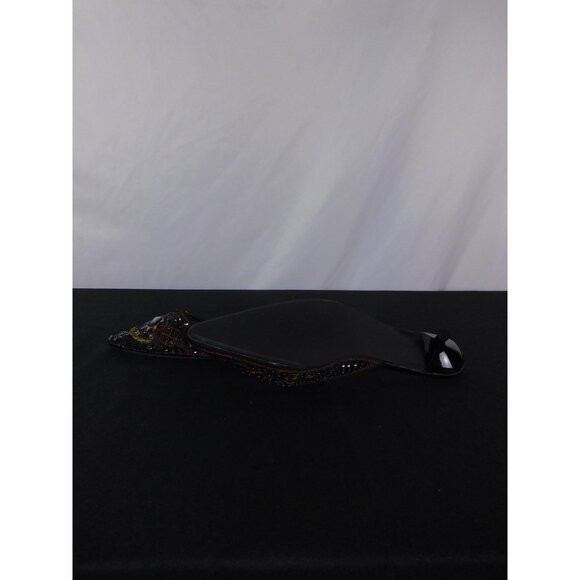 M.P.S Black Sequin Beaded Mule Heels 9 - Kitten Heel Party Slip-On - Excellent - Picture 7 of 8